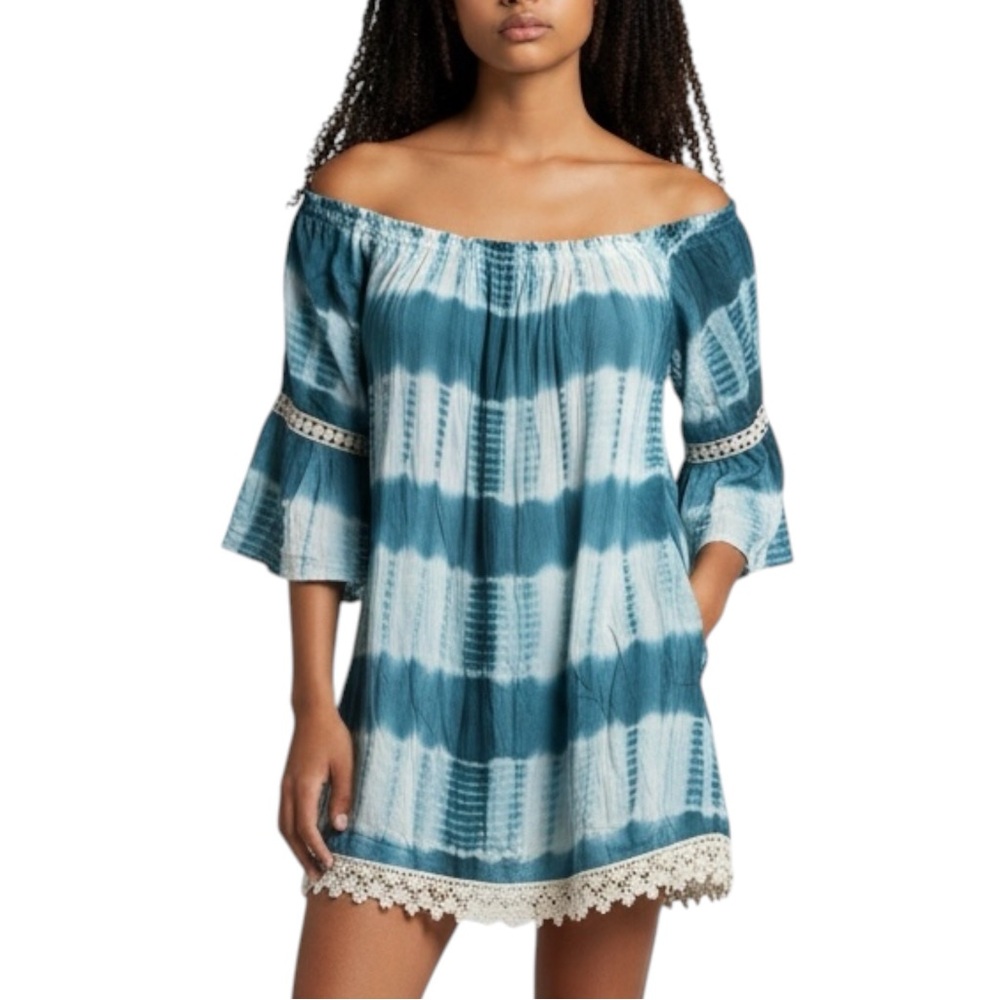 ALTAR’D STATE Teal Tie-Dye Swim Cover-Up in Size Small